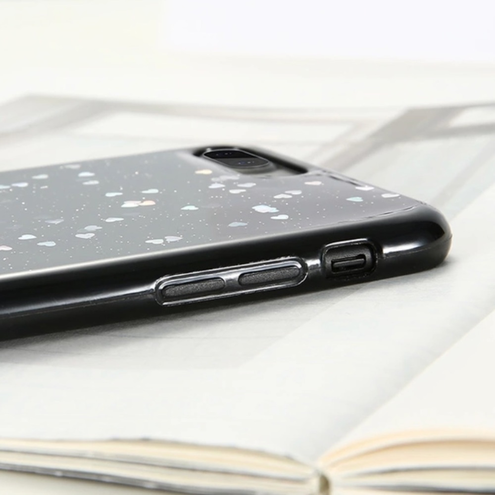 NEW iPhone 6+/6s+ Soft Glitter Heart Black Case - Picture 4 of 4